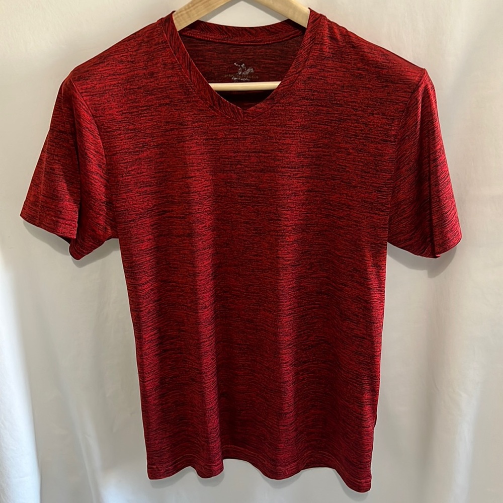 Mens Black and Red Athletic T Shirt Beverly Hills Polo Club
